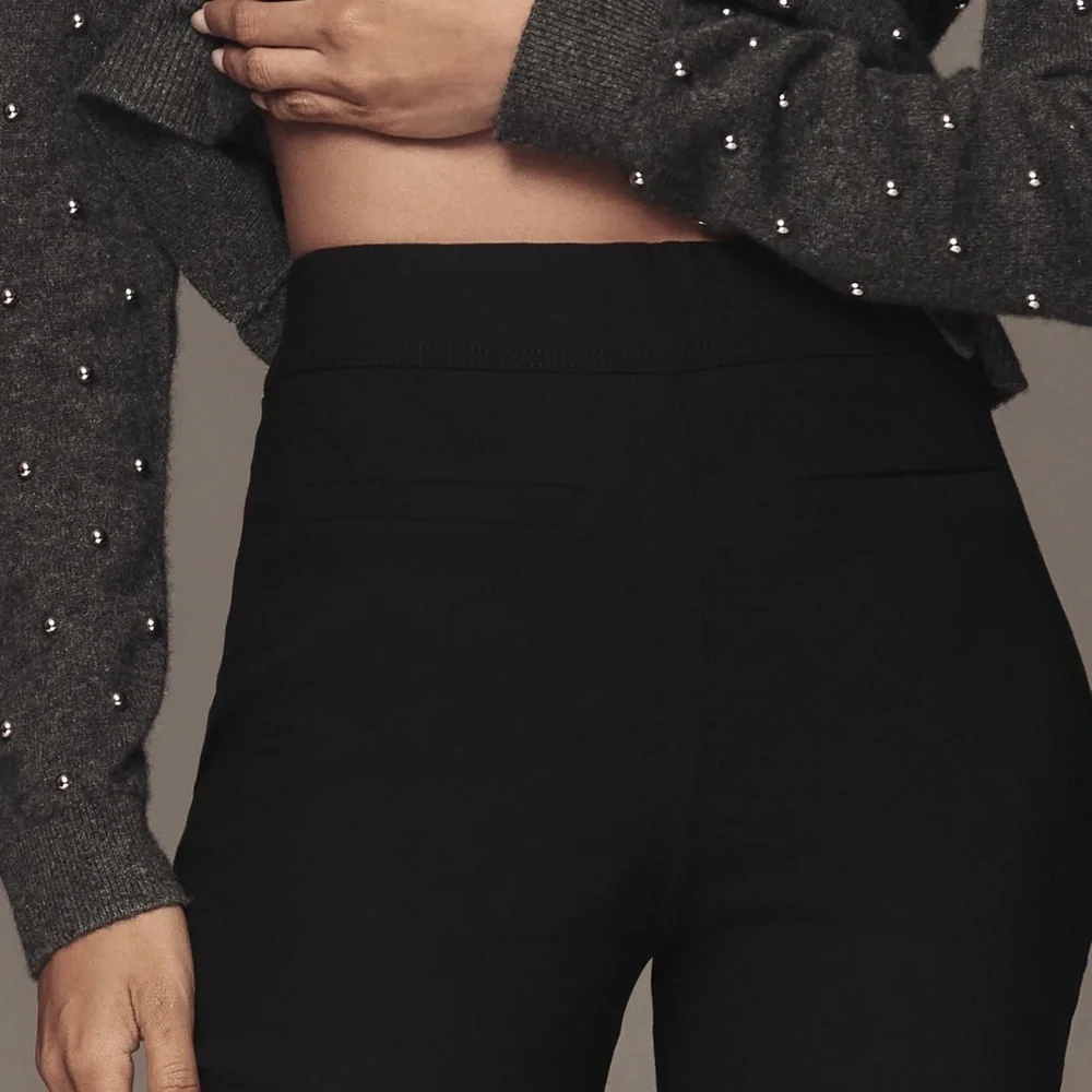 Anthropologie NWT Flare Pants Women Large Black Pull On High Rise Stretch - Picture 4 of 4